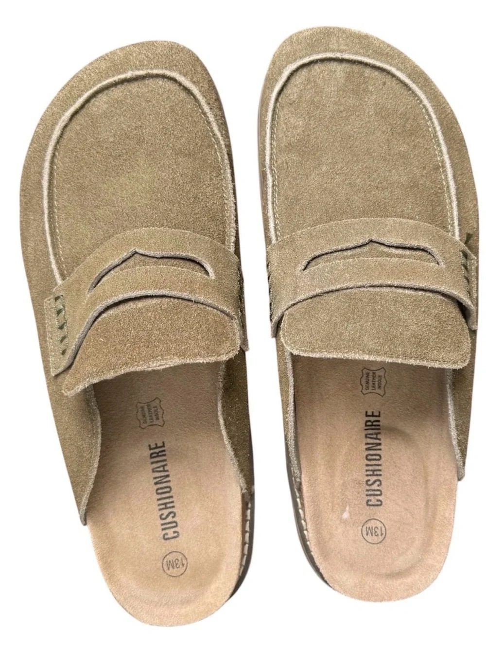 Cushionaire Wally Men's Taupe Suede Slip-On Cork Clog Mule Slide Shoes Size 13